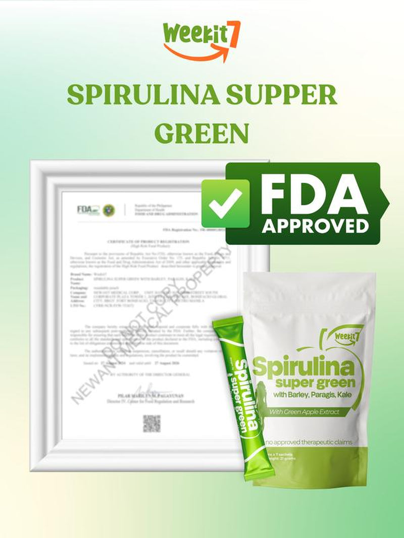 【Weekit7】Delicious Fruity Spirulina Juice Powder Dietary Healthcare Organic Food Supplement Healthy Body Beauty Drink Vitamin Natural Fiber Edible Fitness Apple Female Super High Version