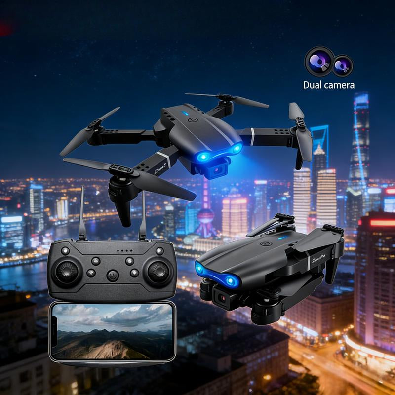 E99 Foldable Dual-Camera Drone, Wifi FPV Live, Altitude Hold, Headless Mode, Mini UAV, Obstacle Avoidance, 4K UHD, GPS, Long Flight, Laser Smart, Launch Pad Light Kit, Training Drone, Perfect Gift for Birthday, Valentine'S Day, Thanksgiving