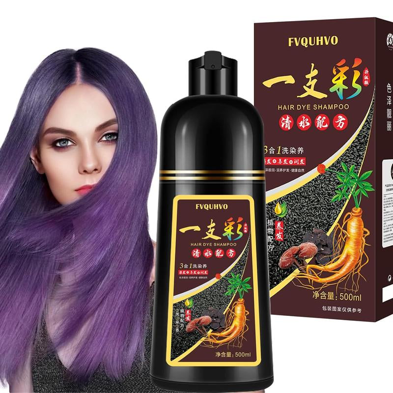 Unisex 500Ml Hair Dye Shampoo for Men & Women, 3 in 1 Hair Dye Shampoo, Natural Hair Color+100% Gray Hair Coverage in Minutes, Hair Color for Home Salon Use 17.6 Fl Oz