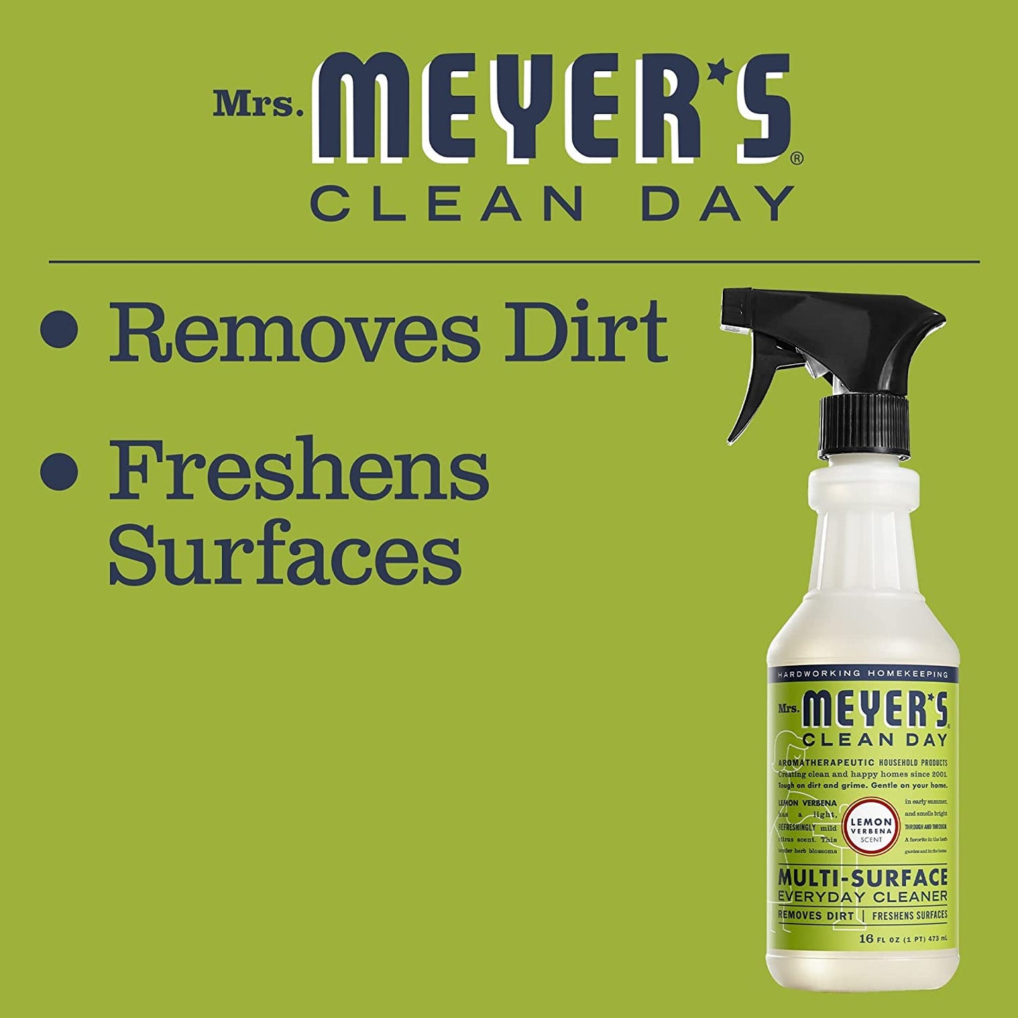 CLEAN DAY All-Purpose Cleaner Spray, Cruelty Free Formula, Lemon Verbena, 16 Fl. Oz - Pack of 3