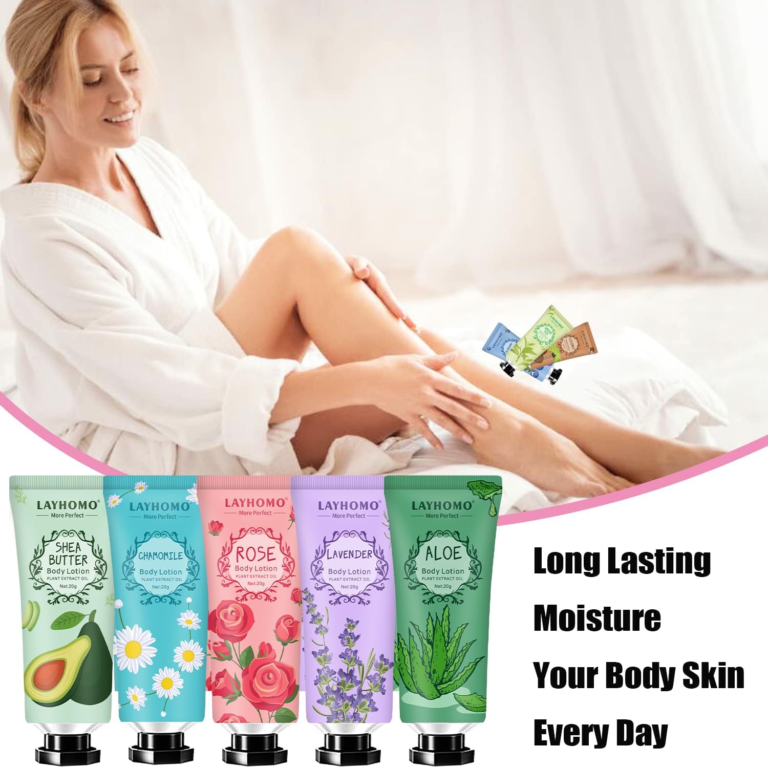 20 Pack Mini Body Lotion Gift Bulk for Dry Skin,Travel Size Small Body Cream with Shea Butter Natural Fragrance Moisturizing Body Lotion for Women Men,Valentines Day Gifts for Her Thank You Gift