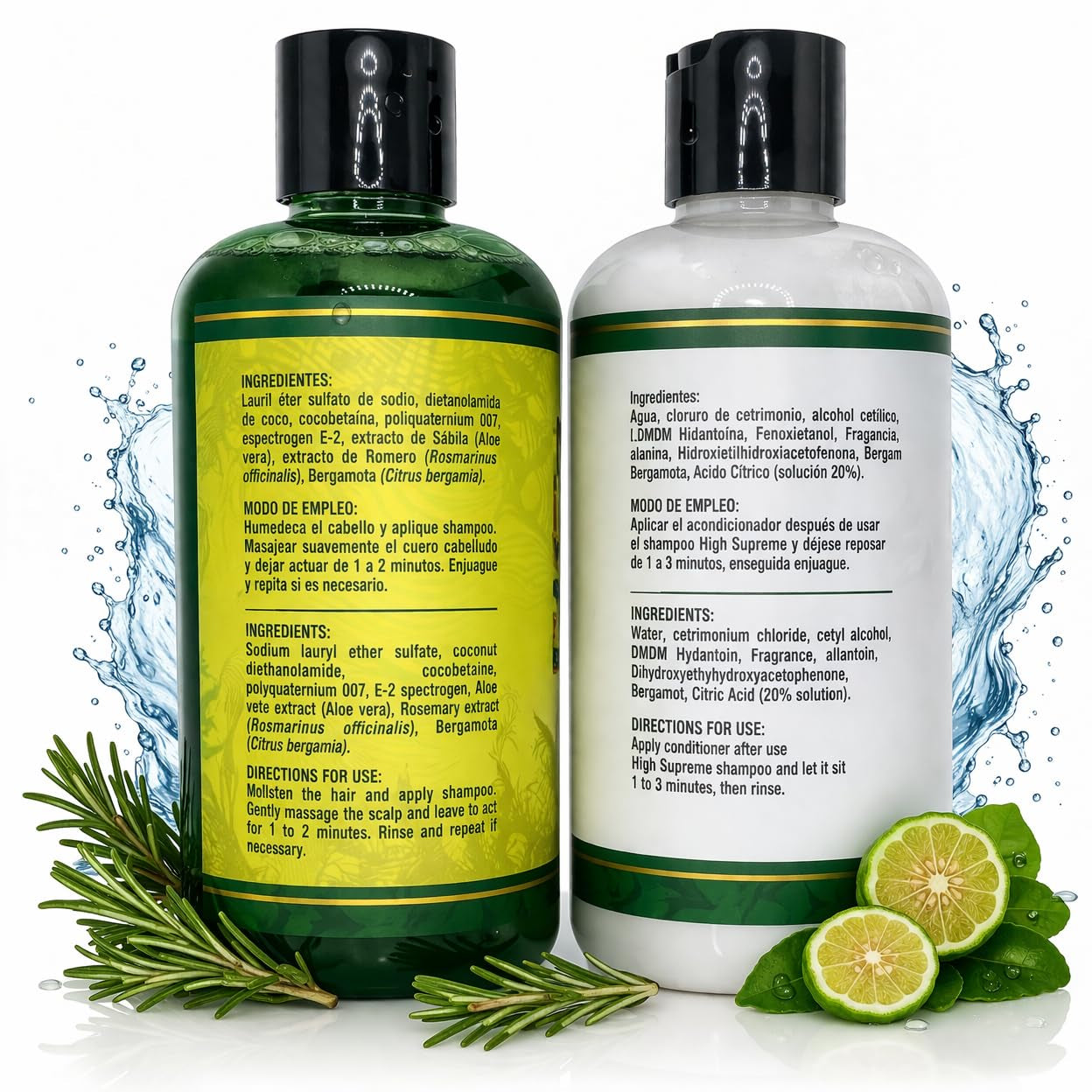 Romero & Bergamota (Rosemary & Bergamot)Shampoo and Conditioner Set–16.9 Fl Oz Each (500Ml) – Botanical Hair Care Duo – Hydrates, Enhances Shine & Softness – Daily Use – Sulfate-Free – by