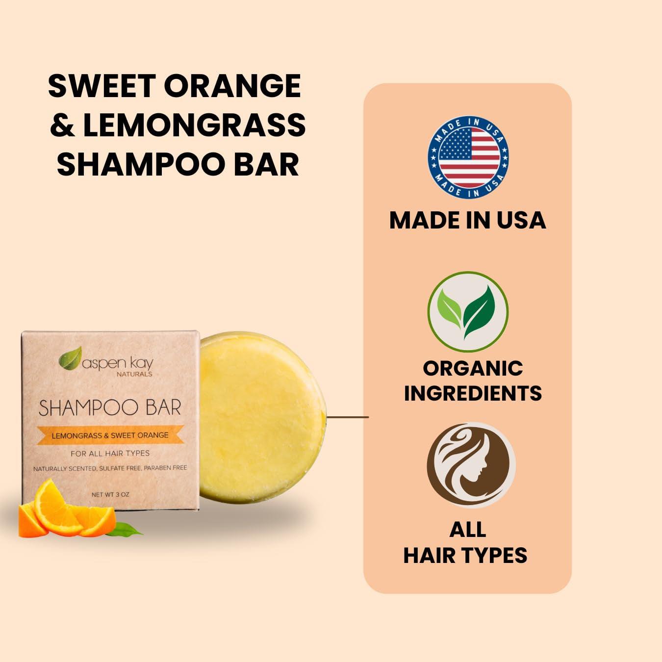 Moroccan Argan Oil Shampoo Bar, Organic, Vegan, Volumizing Shampoo for Curly or Straight Hair. Citrus Scent, Paraben & Sulfate Free, Made in USA - 3 Oz.