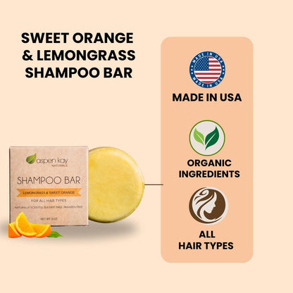 Moroccan Argan Oil Shampoo Bar, Organic, Vegan, Volumizing Shampoo for Curly or Straight Hair. Citrus Scent, Paraben & Sulfate Free, Made in USA - 3 Oz.