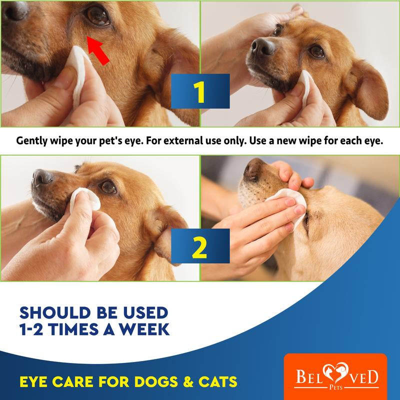 Cat & Dog Eye Wash Wipes & Tear Stain Remover, Cleaner Grooming Products Removal