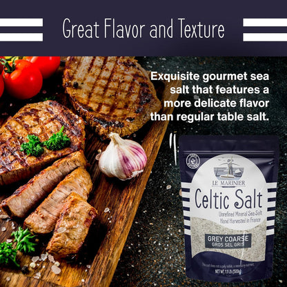 Celtic Salt Organic Grey Coarse, 1.1Lb - 18Oz Pack of 2. Mineral Rich Unrefined French Sea Salt 100% Natural, Hand Harvested (1.1Lb Grey Coarse - Pack of 2)
