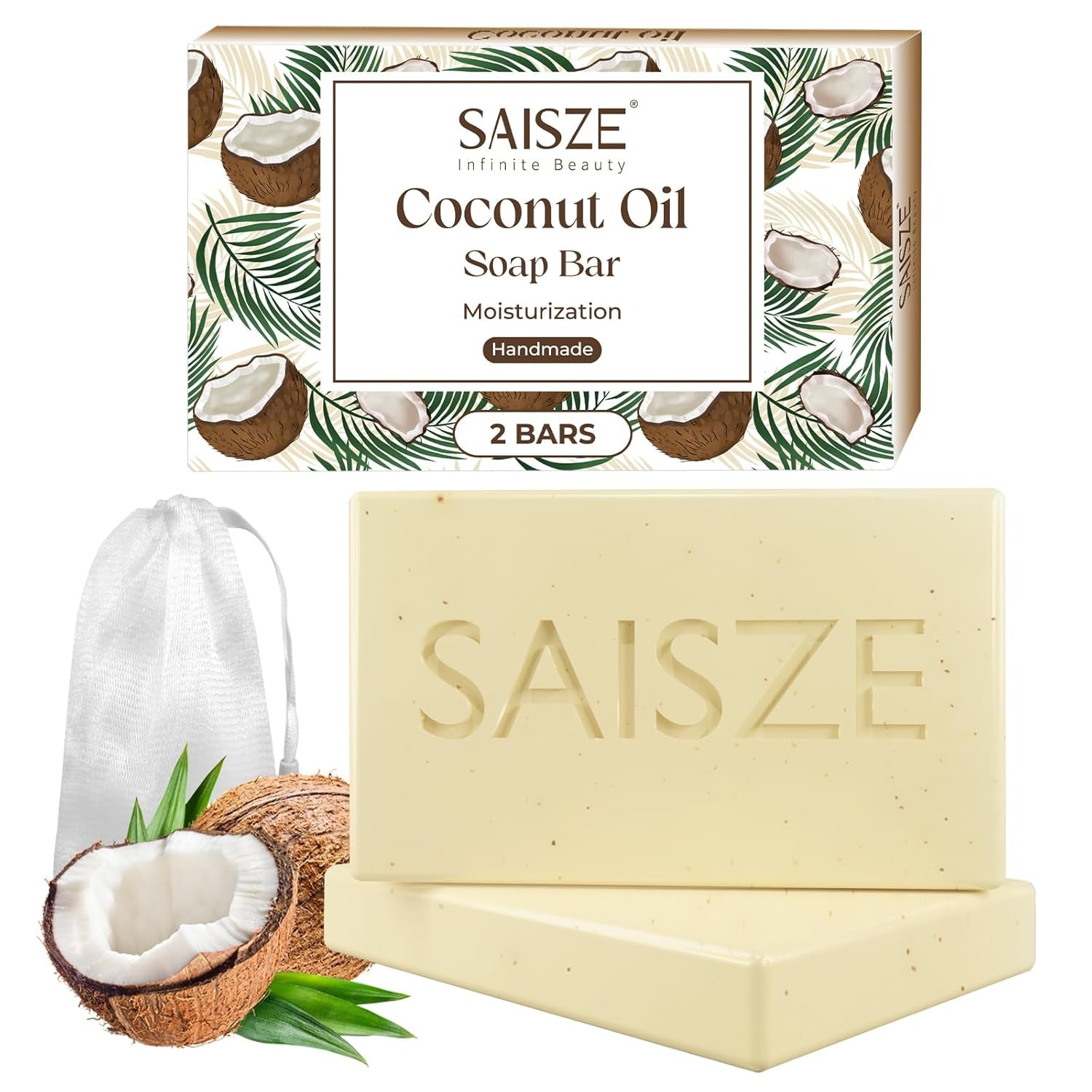 Handmade Coconut and Shea Butter Soap - 8 Oz, Cold Process, Organic Soap Enriched with Coconut Oil, Shea, Body Bars for Women and Men