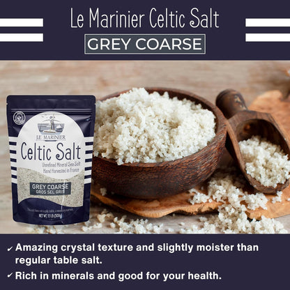 Celtic Salt Organic Grey Coarse, 1.1Lb - 18Oz Pack of 2. Mineral Rich Unrefined French Sea Salt 100% Natural, Hand Harvested (1.1Lb Grey Coarse - Pack of 2)