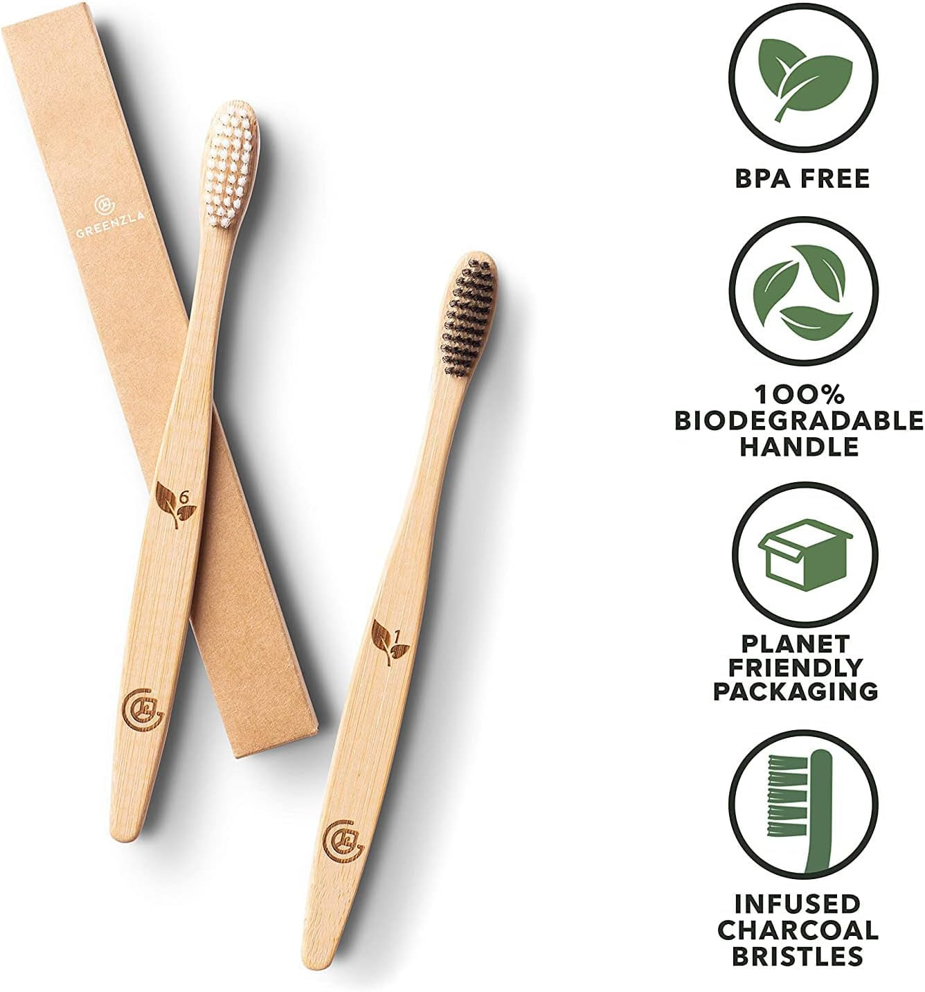 Bamboo Toothbrushes for Adults – 12 Pack Wooden Toothbrush Set with Charcoal-Infused Soft Bristles, Natural Oral Care for Daily Use