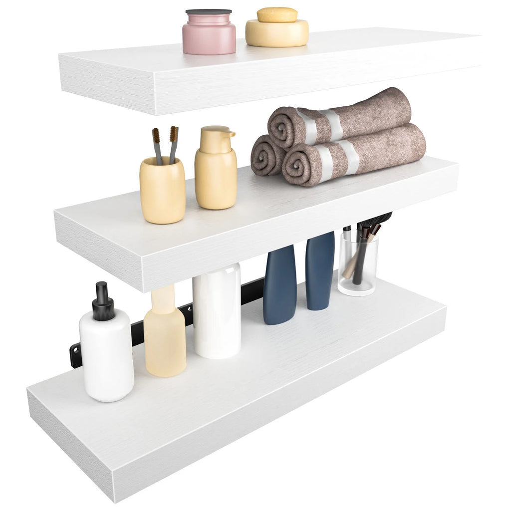 3 Sets Wall Mounted Floating Shelves，Storage Shelves, Perfect for Bedroom, Bathroom, Living Room and Kitchen Storage