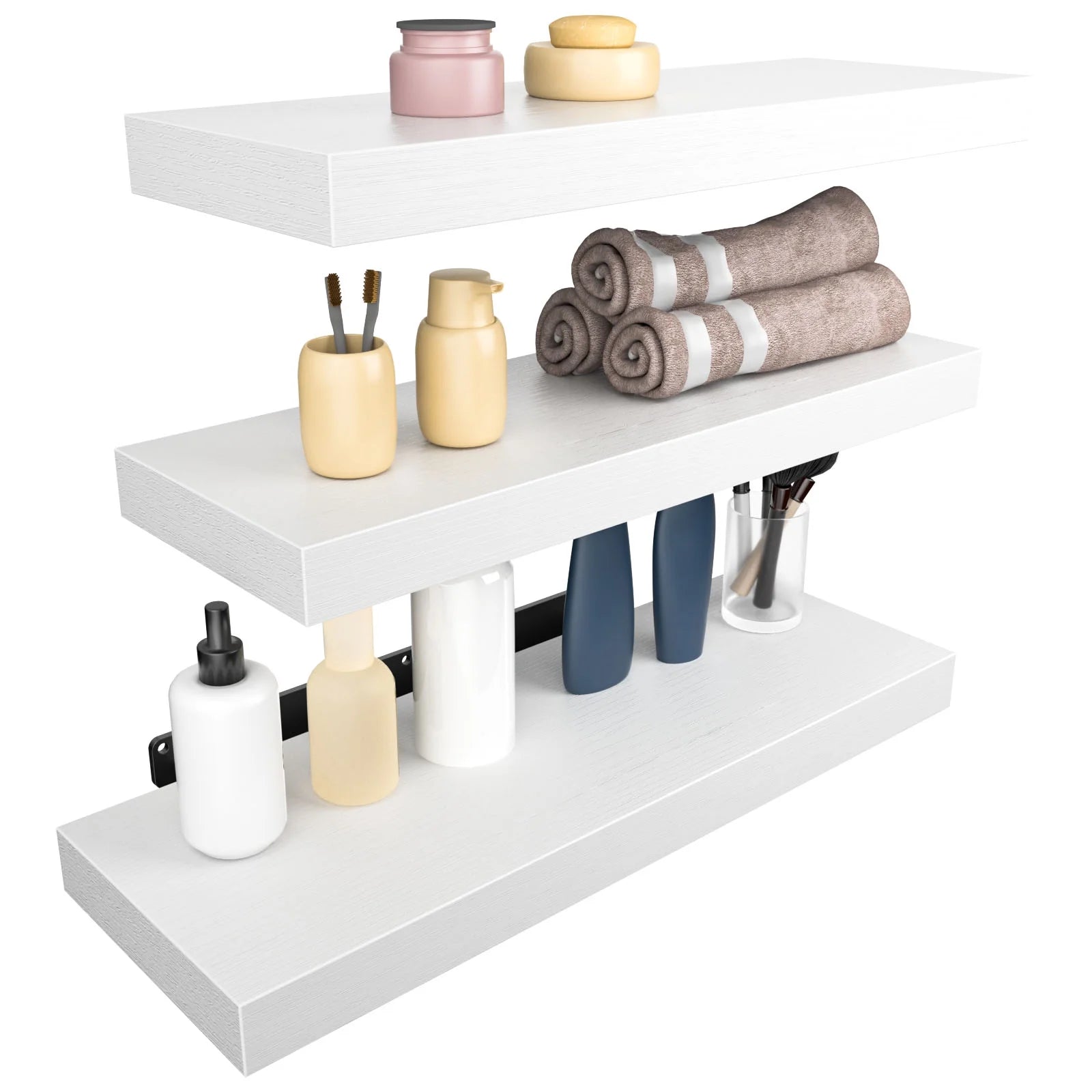 3 Sets Wall Mounted Floating Shelves，Storage Shelves, Perfect for Bedroom, Bathroom, Living Room and Kitchen Storage