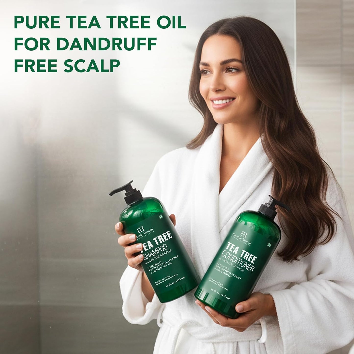 Tea Tree Shampoo and Conditioner Set | with 100% Pure Tea Tree Oil, for Itchy and Dry Scalp, Sulfate/Paraben Free | for Men and Women | 16 Fl Oz Each