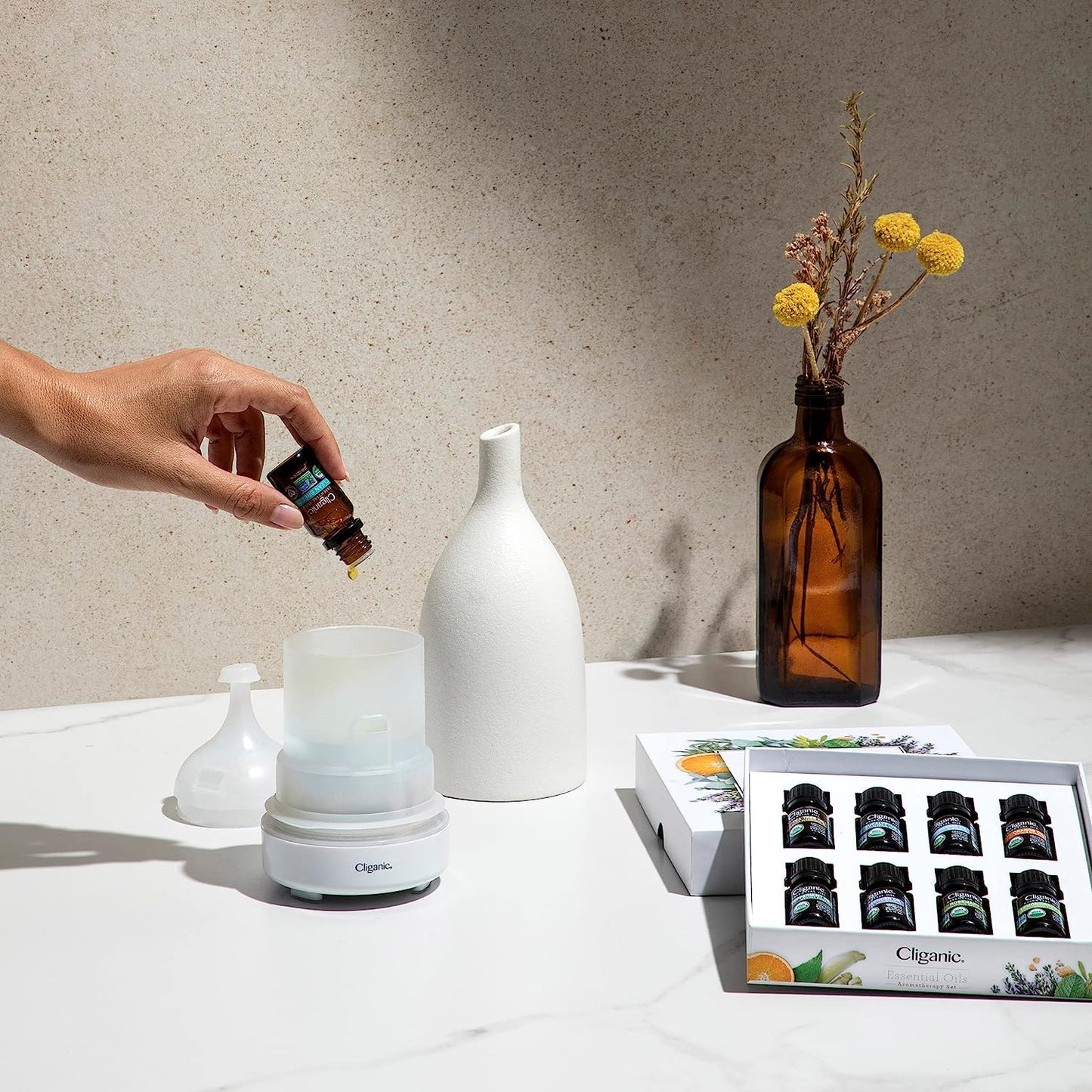 Cliganic Organic Essential Oils Set (Top 5) - 100% Pure Natural - Aromatherapy,