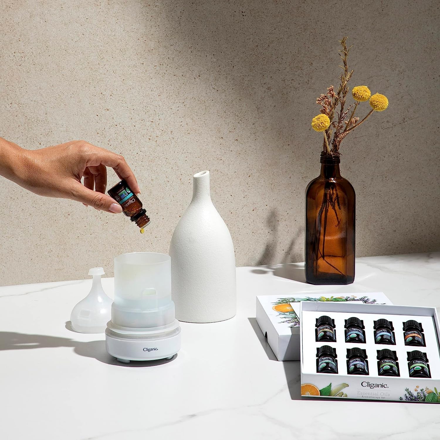 Cliganic Organic Essential Oils Set (Top 5) - 100% Pure Natural - Aromatherapy,