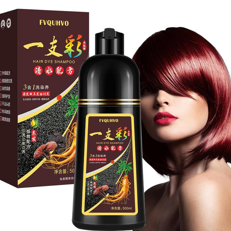 Unisex 500Ml Hair Dye Shampoo for Men & Women, 3 in 1 Hair Dye Shampoo, Natural Hair Color+100% Gray Hair Coverage in Minutes, Hair Color for Home Salon Use 17.6 Fl Oz