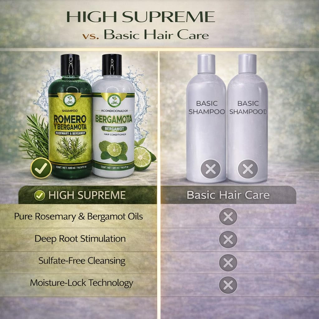 Romero & Bergamota (Rosemary & Bergamot)Shampoo and Conditioner Set–16.9 Fl Oz Each (500Ml) – Botanical Hair Care Duo – Hydrates, Enhances Shine & Softness – Daily Use – Sulfate-Free – by