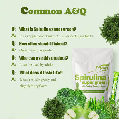【Weekit7】Delicious Fruity Spirulina Juice Powder Dietary Healthcare Organic Food Supplement Healthy Body Beauty Drink Vitamin Natural Fiber Edible Fitness Apple Female Super High Version