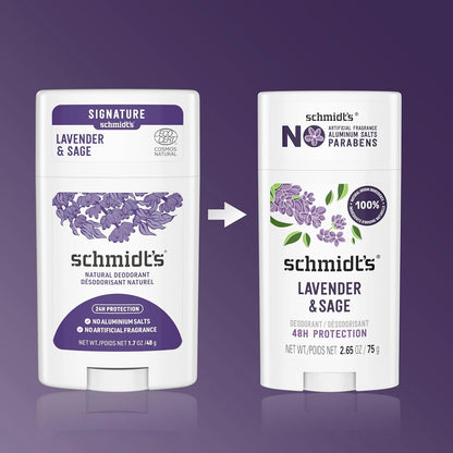 Aluminum-Free Vegan Deodorant Lavender & Sage with 24 Hour Odor Protection, for Women and Men, Natural Ingredients, Cruelty-Free, 2.65 Oz