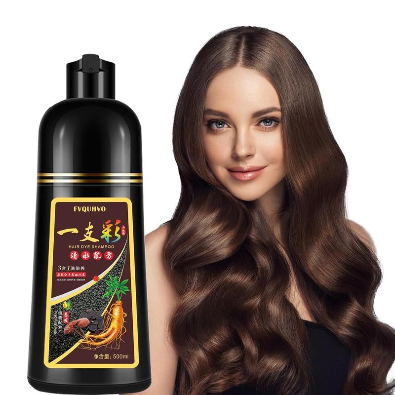 Unisex 500Ml Hair Dye Shampoo for Men & Women, 3 in 1 Hair Dye Shampoo, Natural Hair Color+100% Gray Hair Coverage in Minutes, Hair Color for Home Salon Use 17.6 Fl Oz