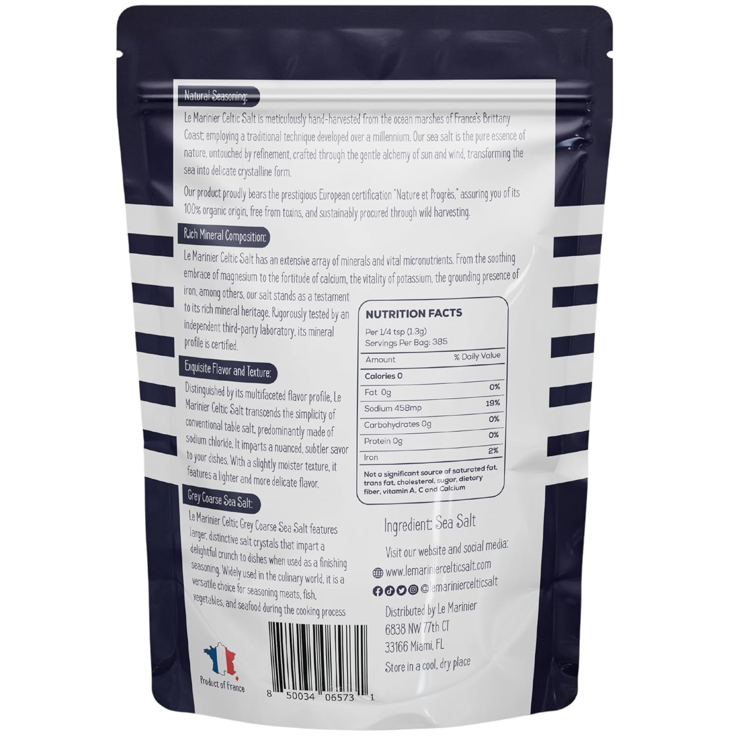 Celtic Salt Organic Grey Coarse, 1.1Lb - 18Oz Pack of 2. Mineral Rich Unrefined French Sea Salt 100% Natural, Hand Harvested (1.1Lb Grey Coarse - Pack of 2)