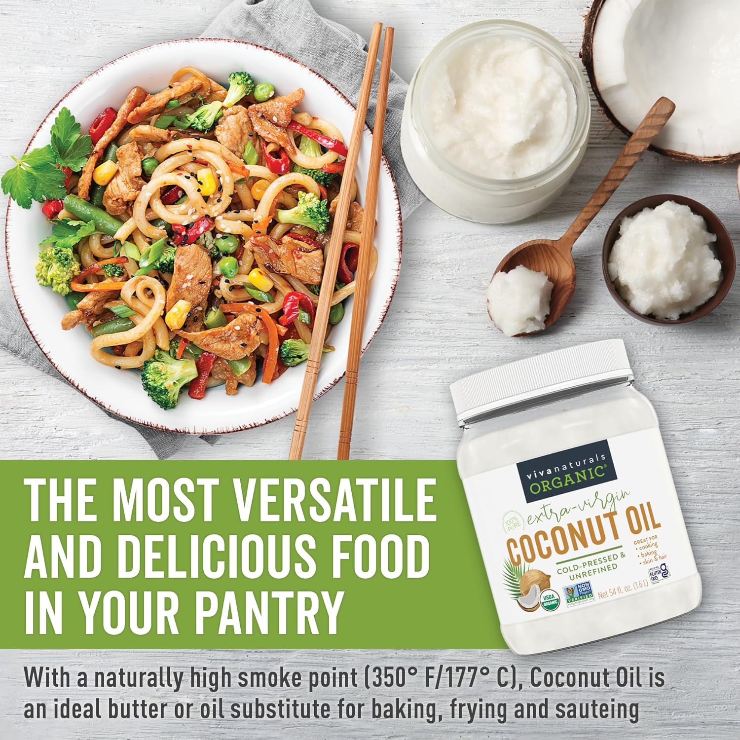 Organic Coconut Oil, 54 Fl Oz – Unrefined, Cold-Pressed Extra Virgin Coconut Oil, USDA Organic & Non-Gmo, Natural Cooking Oil, Hair Oil & Skin Oil