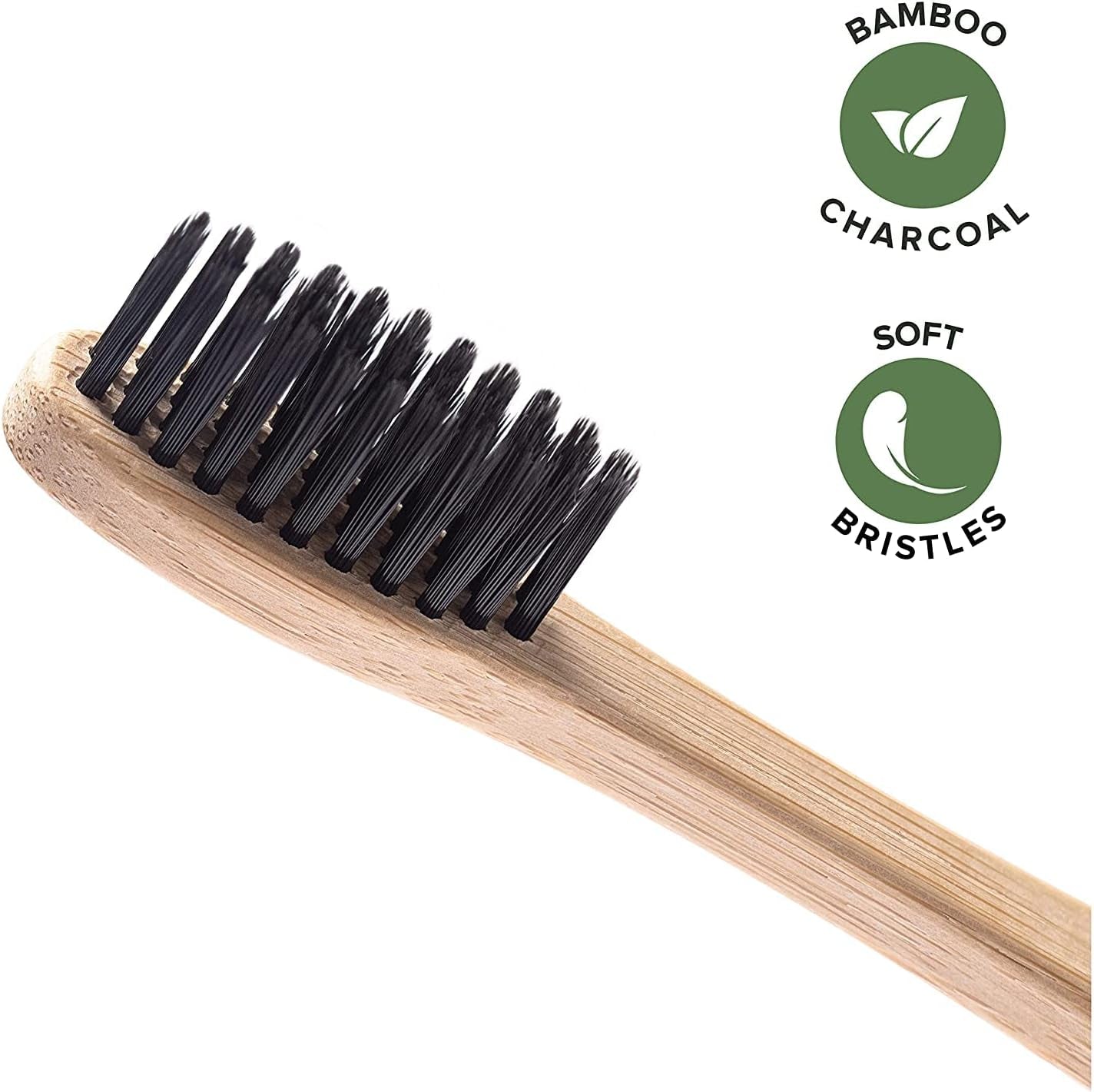 Bamboo Toothbrushes for Adults – 12 Pack Wooden Toothbrush Set with Charcoal-Infused Soft Bristles, Natural Oral Care for Daily Use