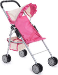 My First Doll Stroller with Basket - Pink Off-White Foldable Doll Stroller - Fits Upto 18" Dolls, 2 Free Magic Bottles Included
