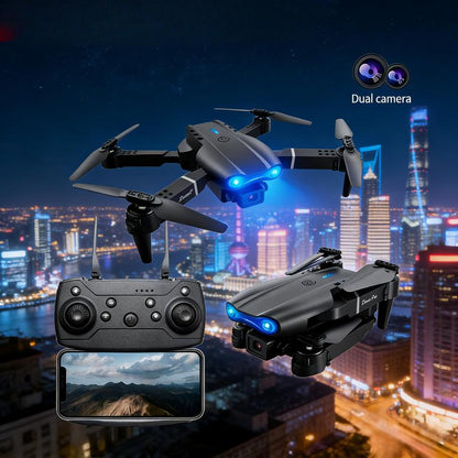 E99 Foldable Dual-Camera Drone, Wifi FPV Live, Altitude Hold, Headless Mode, Mini UAV, Obstacle Avoidance, 4K UHD, GPS, Long Flight, Laser Smart, Launch Pad Light Kit, Training Drone, Perfect Gift for Birthday, Valentine'S Day, Thanksgiving