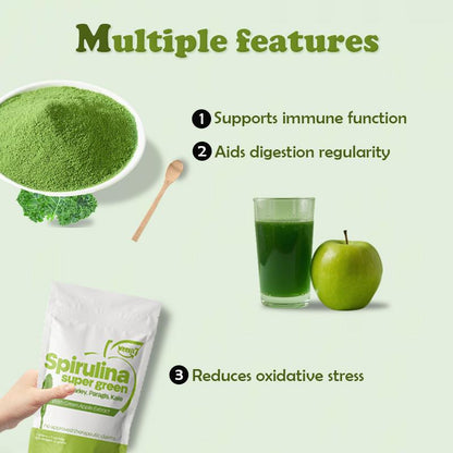 【Weekit7】Delicious Fruity Spirulina Juice Powder Dietary Healthcare Organic Food Supplement Healthy Body Beauty Drink Vitamin Natural Fiber Edible Fitness Apple Female Super High Version