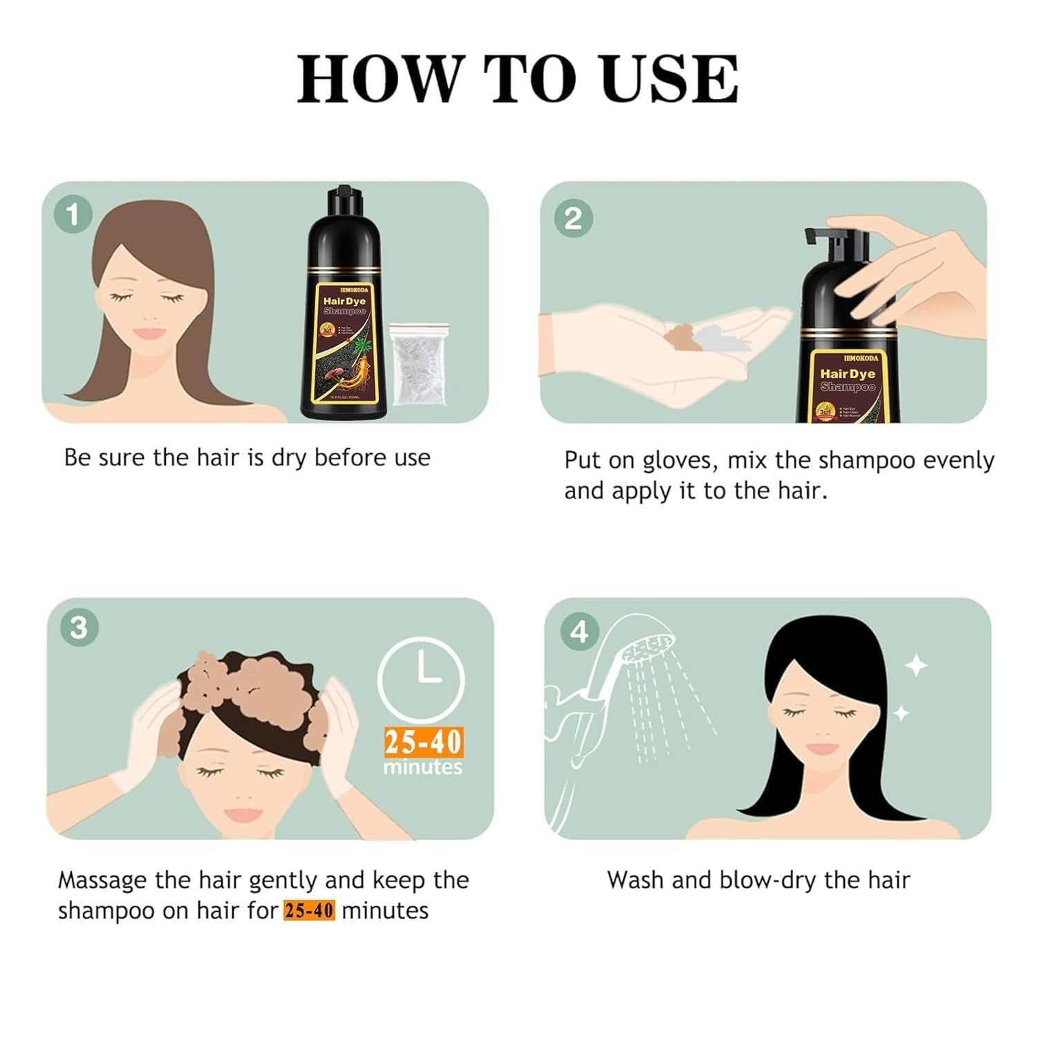 Wine Red Hair Dye Shampoo 3 in 1, Long-Lasting & Natural Hair Color Shampoo, Herbal Ingredients Natural Shampoo Hair Dye Effect in Minutes, Gifts for Men Women 500Ml