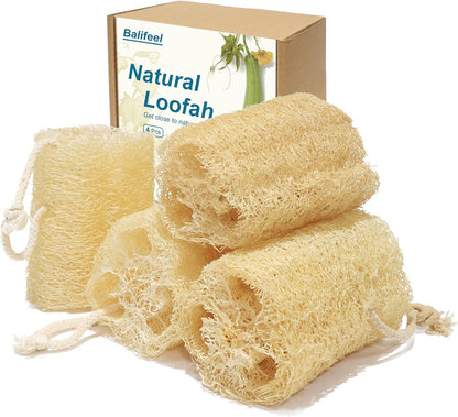Organic Natural Loofah Sponges 4.7'' Luffa Spa,Pack of 4 Exfoliating & Smooth Skin Bath Shower Loofas Loofa for Women and Men Body Scrubber