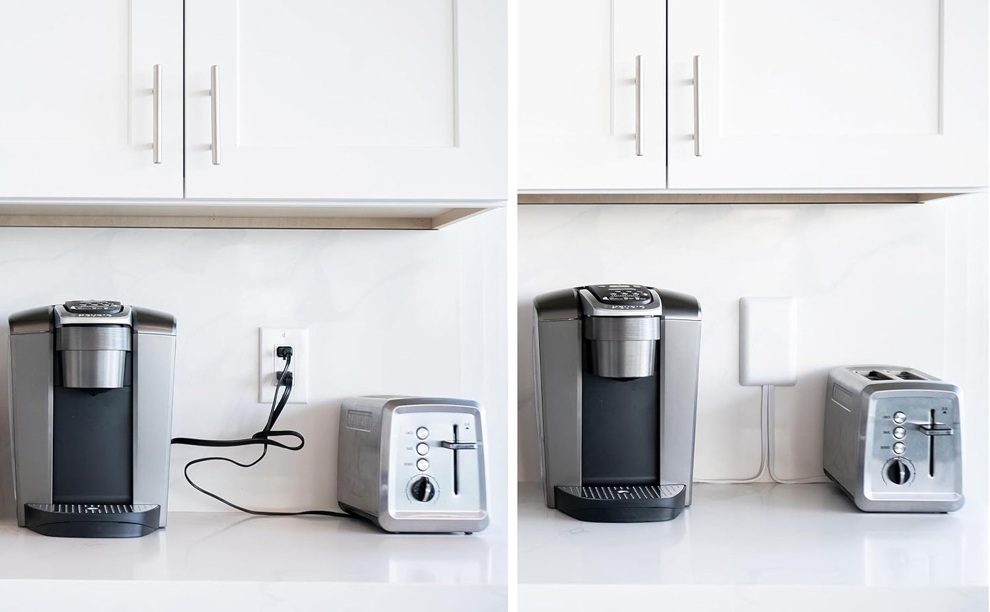 Original & Patented Ultra-Thin Outlet Concealer with Cord Concealer Kit, Flat Extension Cord with Multi Outlets Power Strip, Ideal for Home Improvement, Hide Bulky and Messy Cords