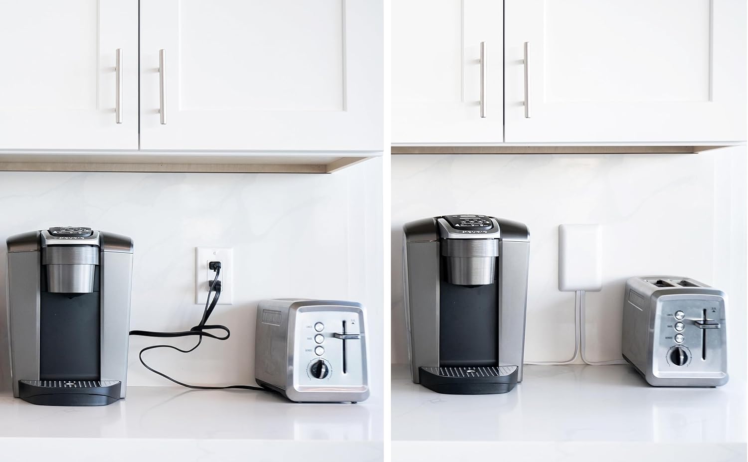 Original & Patented Ultra-Thin Outlet Concealer with Cord Concealer Kit, Flat Extension Cord with Multi Outlets Power Strip, Ideal for Home Improvement, Hide Bulky and Messy Cords