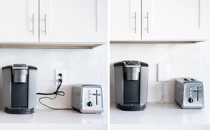 Original & Patented Ultra-Thin Outlet Concealer with Cord Concealer Kit, Flat Extension Cord with Multi Outlets Power Strip, Ideal for Home Improvement, Hide Bulky and Messy Cords