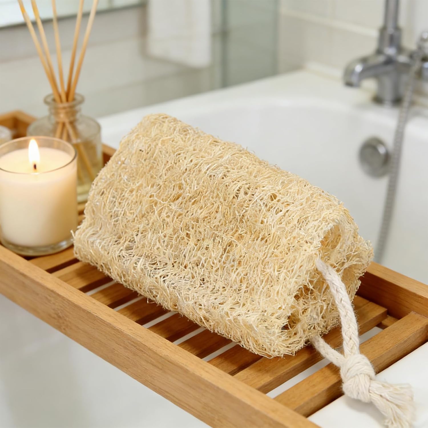 Organic Natural Loofah Sponges 4.7'' Luffa Spa,Pack of 4 Exfoliating & Smooth Skin Bath Shower Loofas Loofa for Women and Men Body Scrubber