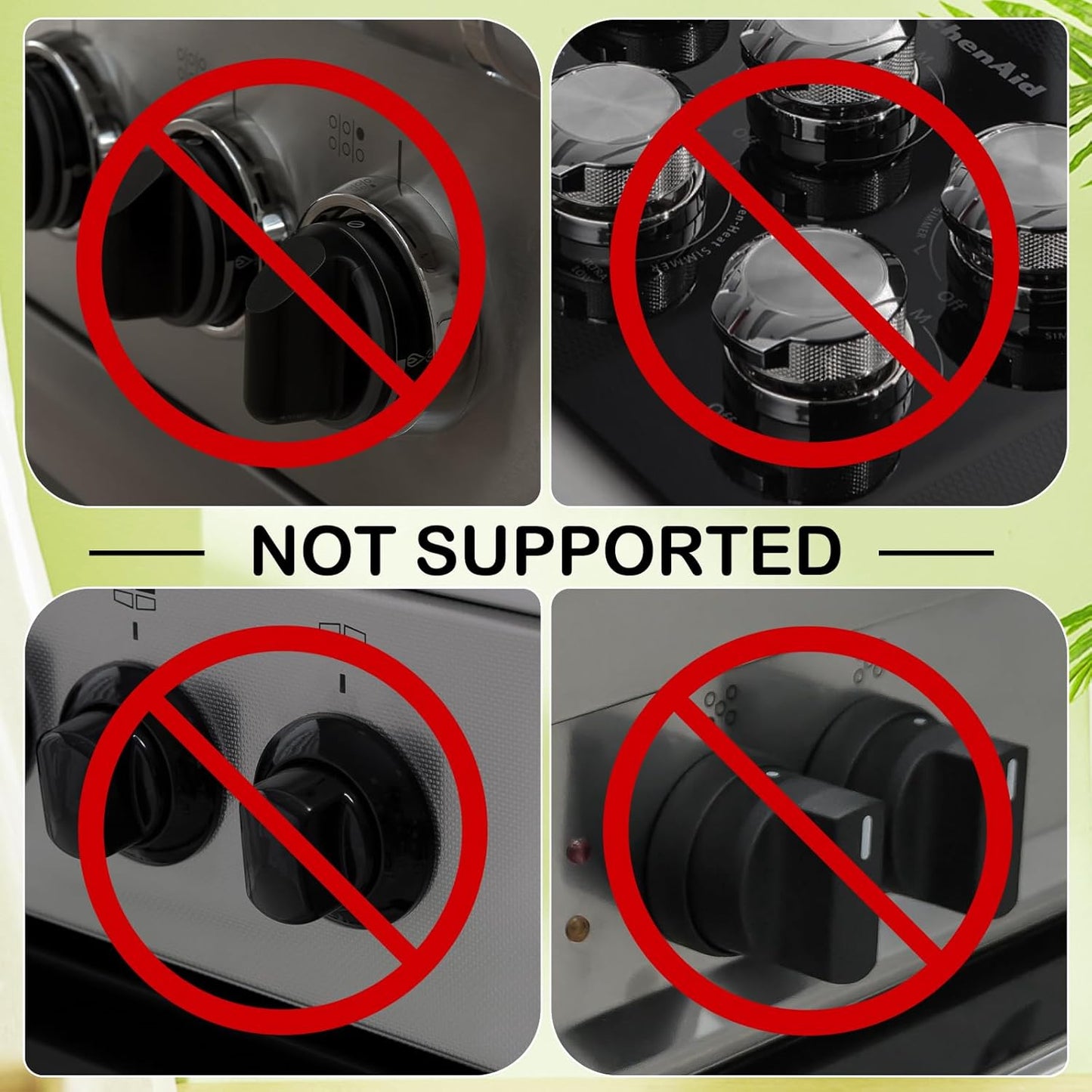 Stove Knob Safety Covers, for Knob Diameter Less than 2.4", Unlock with Adult Two-Finger, Dual-Key Press Gas Stove Knob Locks, Upgraded Oven Lock Knob Covers for Child Safety, Black Color, Pack of 5