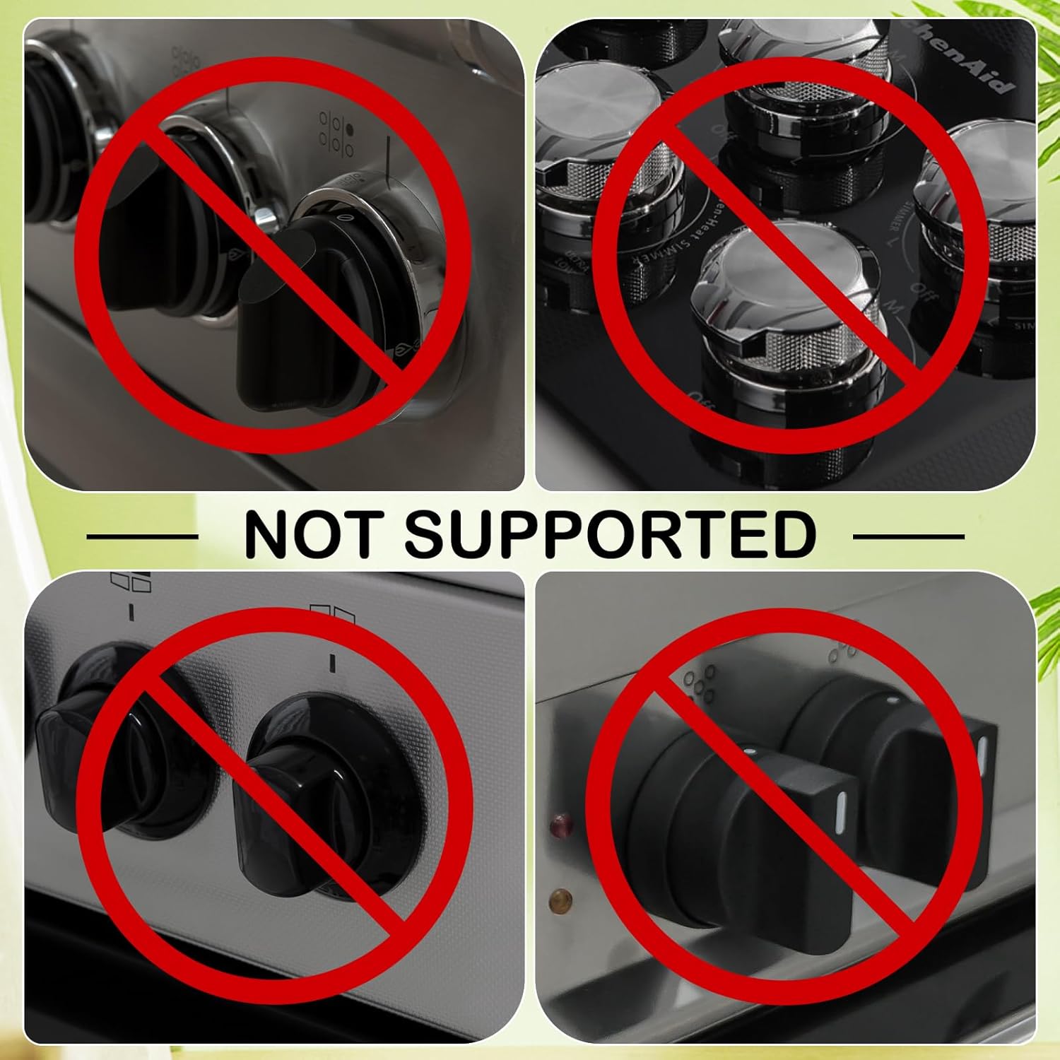 Stove Knob Safety Covers, for Knob Diameter Less than 2.4", Unlock with Adult Two-Finger, Dual-Key Press Gas Stove Knob Locks, Upgraded Oven Lock Knob Covers for Child Safety, Black Color, Pack of 5