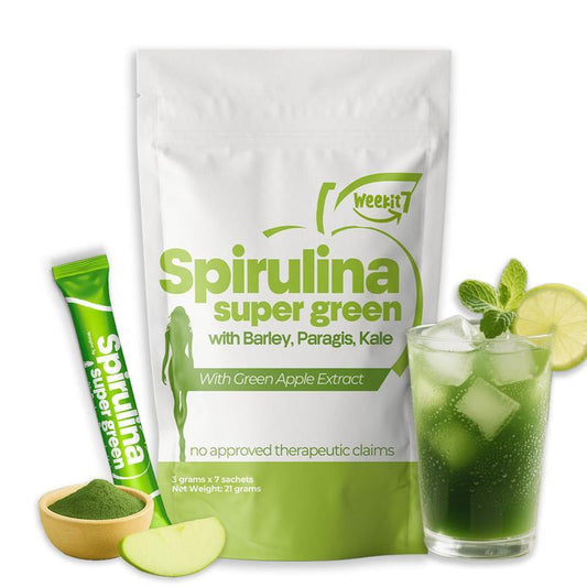 【Weekit7】Delicious Fruity Spirulina Juice Powder Dietary Healthcare Organic Food Supplement Healthy Body Beauty Drink Vitamin Natural Fiber Edible Fitness Apple Female Super High Version