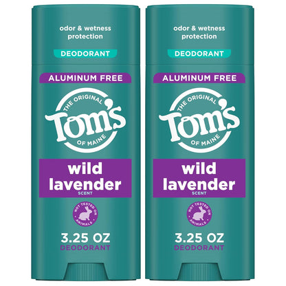 Tom’S of Maine Wild Lavender Natural Deodorant for Men and Women, Aluminum Free, No Artificial Fragrances, Dyes, or Preservatives, Baking Soda Free, 48-Hour Odor Protection, 3.25 Oz (2 Pack)