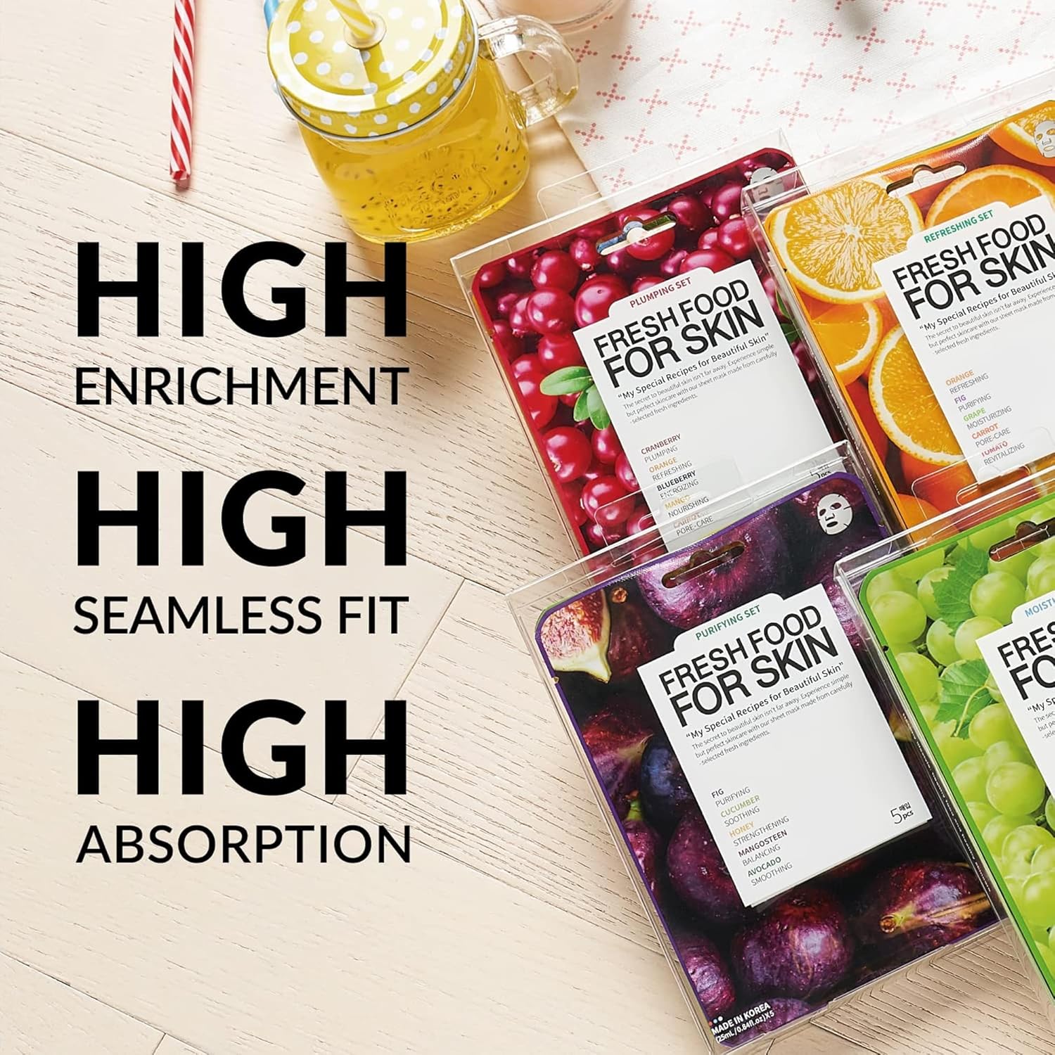 Organic Face Mask, 12 Pcs - Hydrating, Moisturizing, Brightening, Soothing, Cruelty-Free