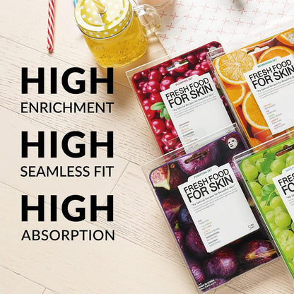 Organic Face Mask, 12 Pcs - Hydrating, Moisturizing, Brightening, Soothing, Cruelty-Free