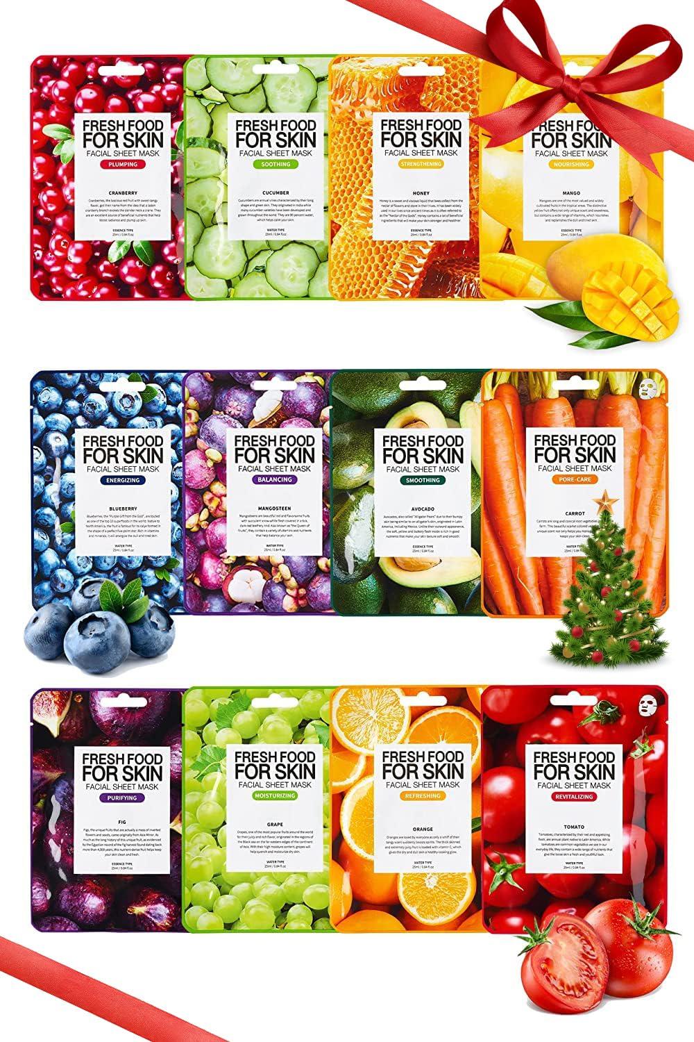 Organic Face Mask, 12 Pcs - Hydrating, Moisturizing, Brightening, Soothing, Cruelty-Free