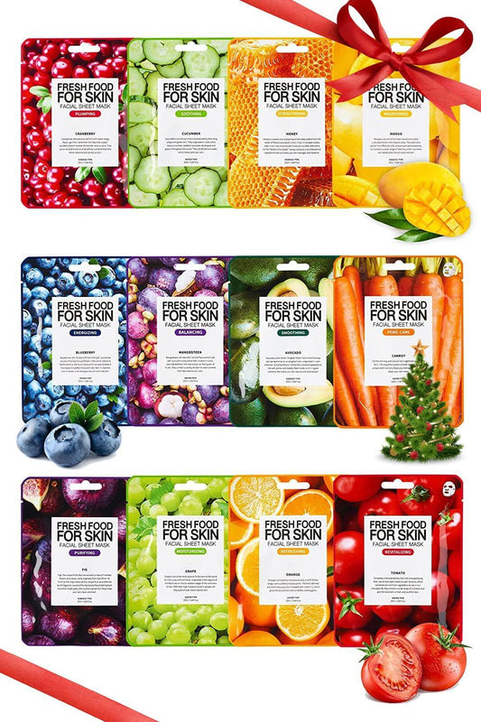 Organic Face Mask, 12 Pcs - Hydrating, Moisturizing, Brightening, Soothing, Cruelty-Free