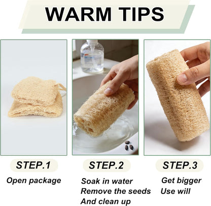 Organic Natural Loofah Sponges 4.7'' Luffa Spa,Pack of 4 Exfoliating & Smooth Skin Bath Shower Loofas Loofa for Women and Men Body Scrubber
