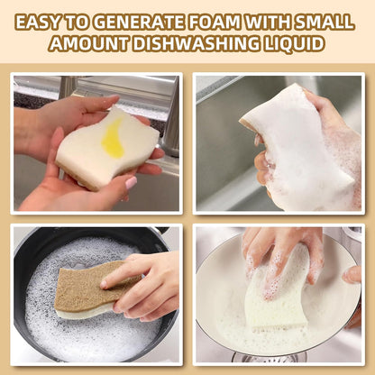 12 Pack Non Scratch S-Shaped Natural Kitchen Sponges - Biodegradable & Compostable Cellulose with Coconut Fiber - Eco Friendly Dish Sponges for Pots, Pans & Household Cleaning
