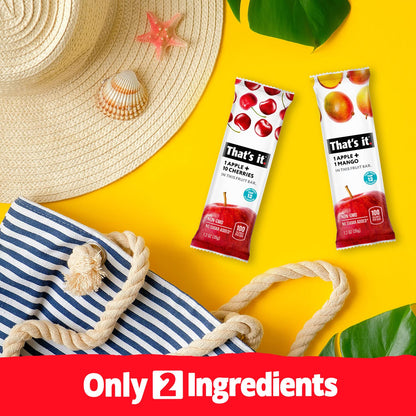 Fruit Bars 12 Variety Pack 100% Natural Real Fruit Bar, High Fiber Vegan, Gluten Free, Paleo, Non-Gmo No Sugar Added (6 Mango, 6 Cherry)