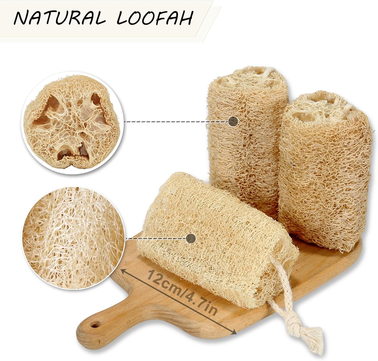 Organic Natural Loofah Sponges 4.7'' Luffa Spa,Pack of 4 Exfoliating & Smooth Skin Bath Shower Loofas Loofa for Women and Men Body Scrubber