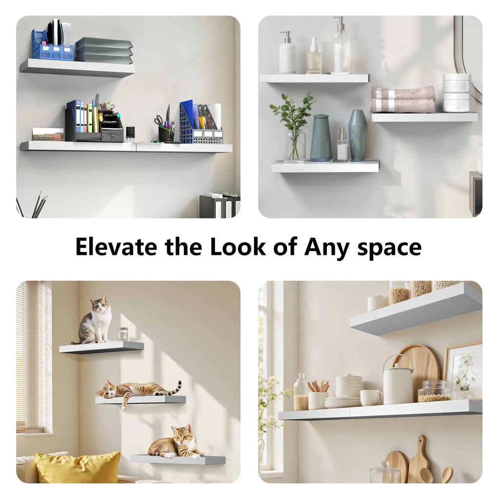 3 Sets Wall Mounted Floating Shelves，Storage Shelves, Perfect for Bedroom, Bathroom, Living Room and Kitchen Storage