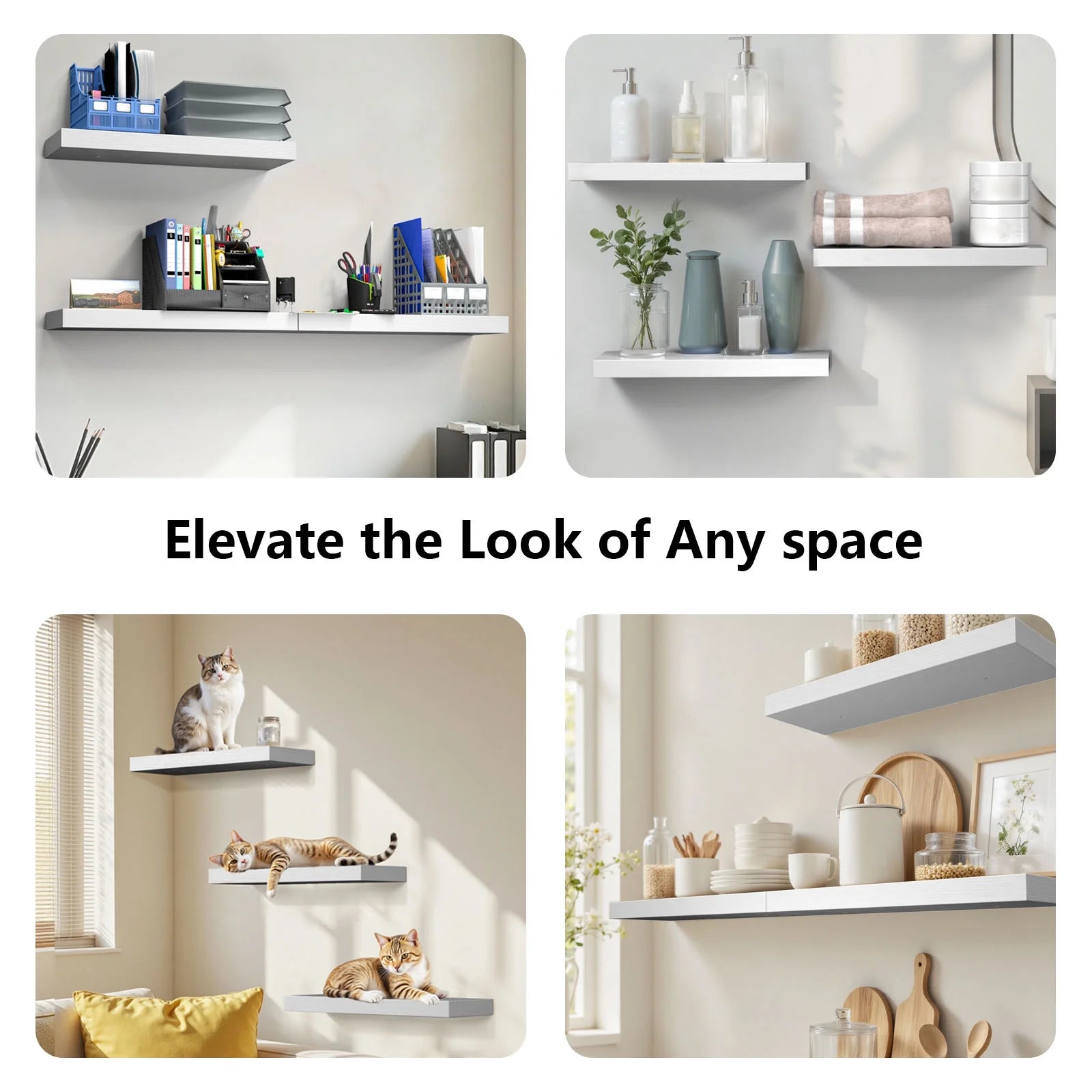 3 Sets Wall Mounted Floating Shelves，Storage Shelves, Perfect for Bedroom, Bathroom, Living Room and Kitchen Storage