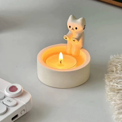 Cartoon Cat Candle Holder Cat Tea Light Candle Holder Office Home Desktop Decorative Ornaments Cute Candlestick